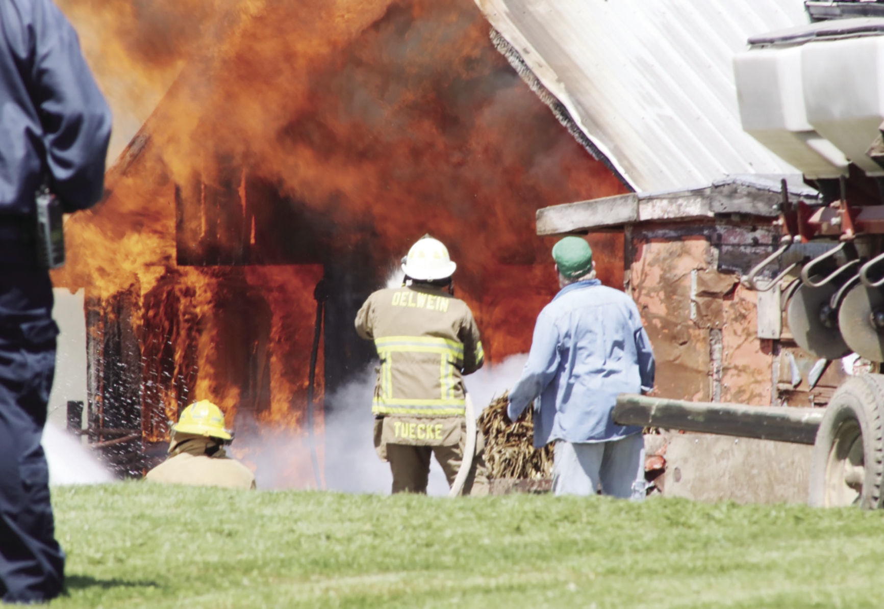 Fire destroys farm buildings near Maynard